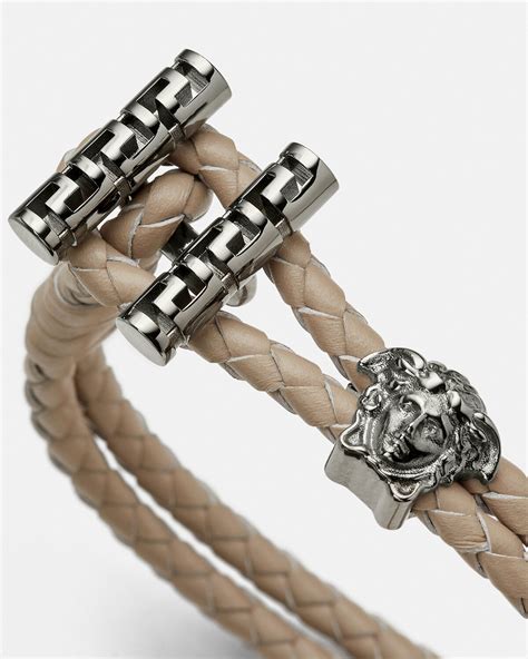 versace men glittered medusa|versace braided leather bracelets.